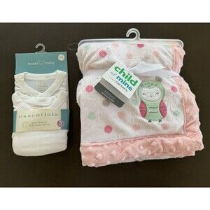 Baby Essentials bundle blanket + 3 Side Snap Shirt NB gift baby shower baby girl